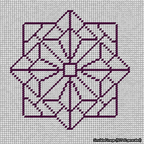 A simulated image of the stitched needlepoint design: 8-Pointed Mandala Outline Purple. Not A.I. generated.