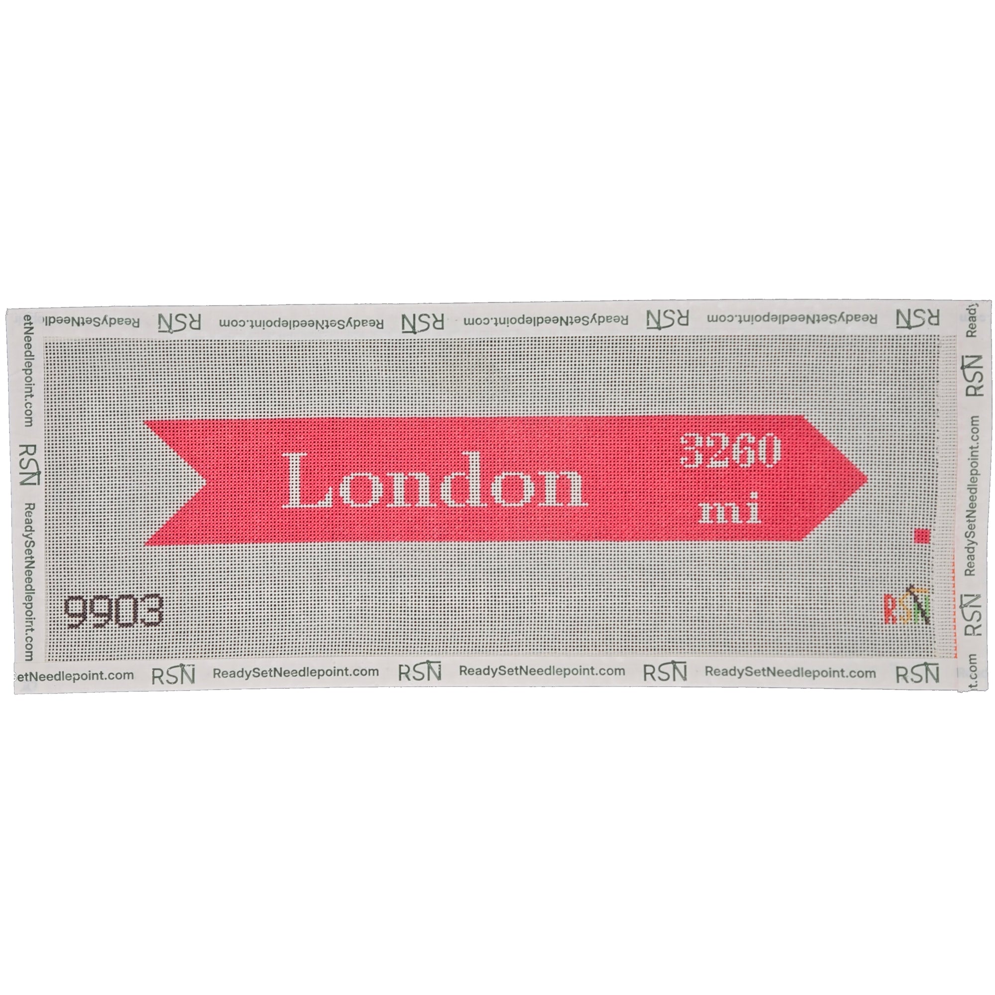 Distance Landmark Sign Customizable Needlepoint Canvas Design