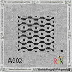 A taped needlepoint canvas with the design: Abstract Squares Black and White.