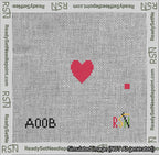 A taped needlepoint canvas with the design: Circle Heart Red.