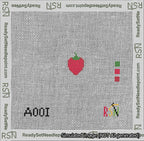 A taped needlepoint canvas with the design: Circle Strawberry.