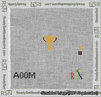 A taped needlepoint canvas with the design: Circle Trophy.