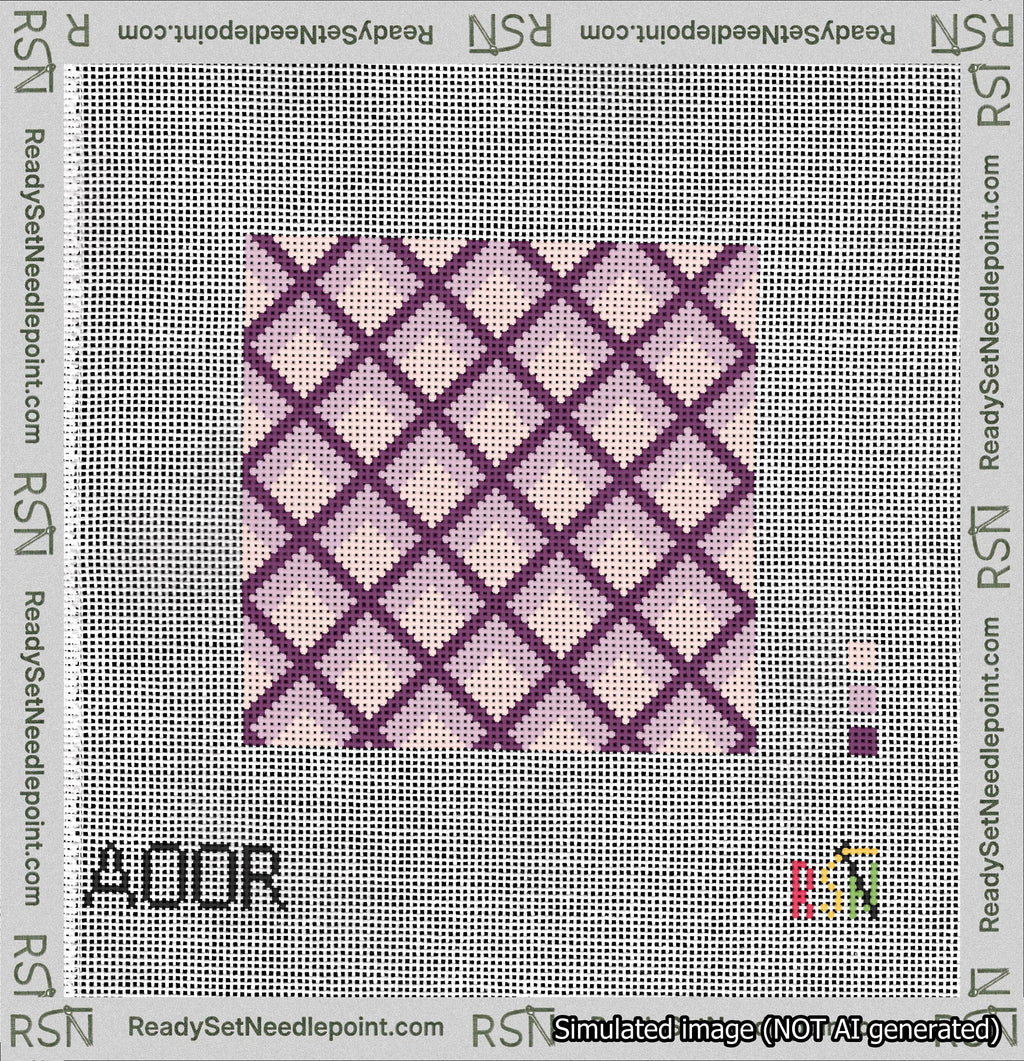 Dimensional Diamonds Purple Needlepoint Canvas Design