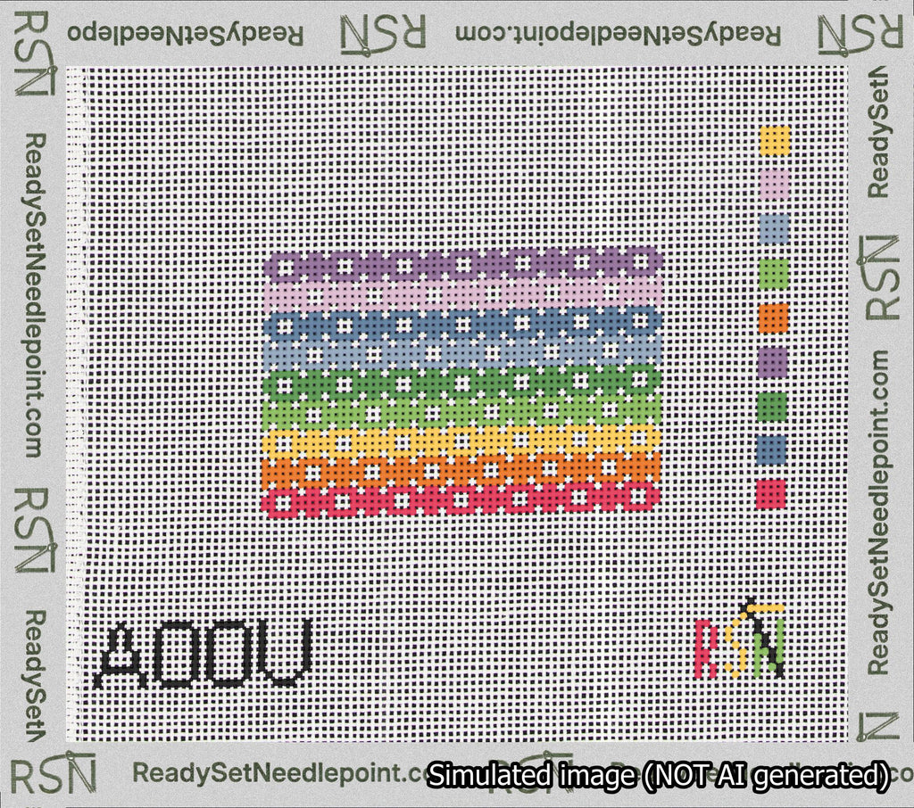 Geometric Rainbow Bag Tag Needlepoint Canvas Design