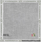 A taped needlepoint canvas with the design: 8-Pointed Mandala Outline Silver.