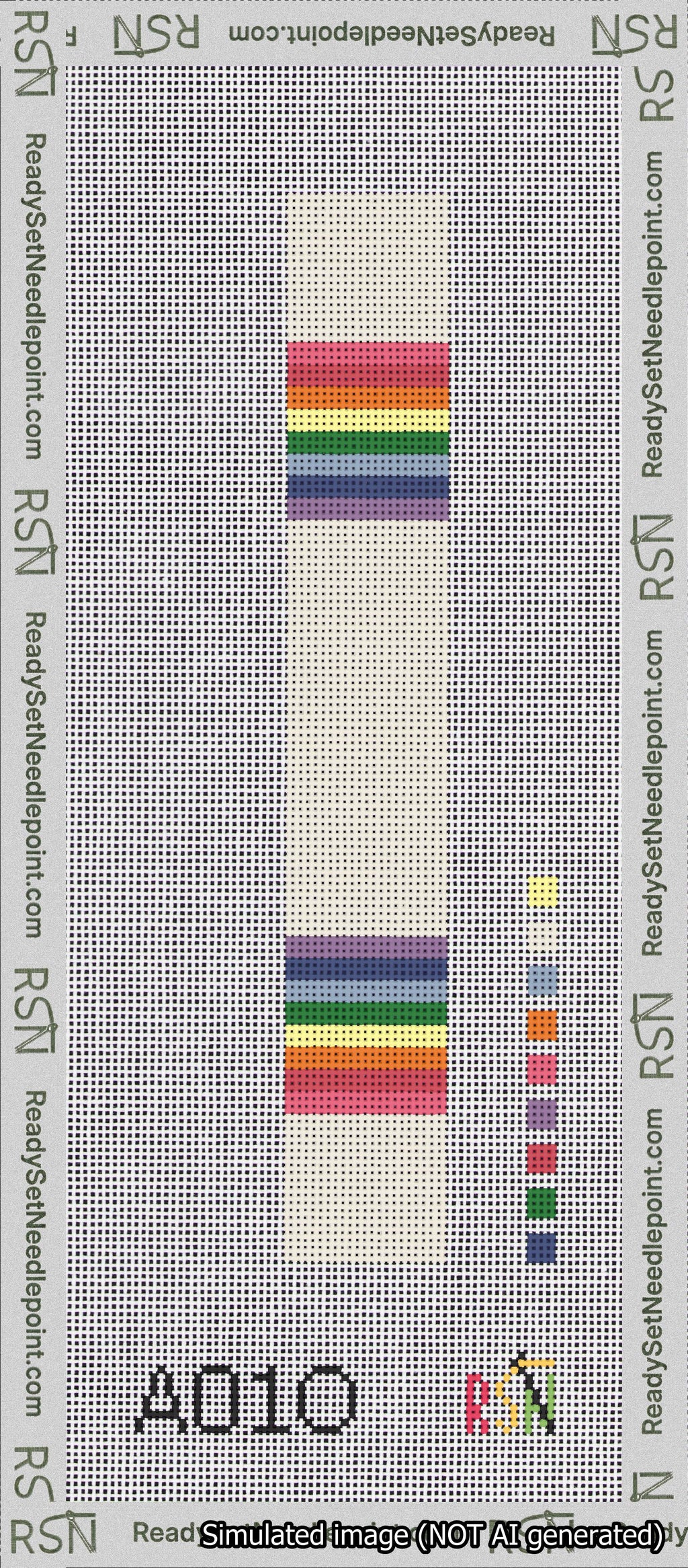 Blanket Stripe Rainbow Key Fob Needlepoint Canvas Design
