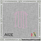 A taped needlepoint canvas with the design: Round TUIT Pink on White.