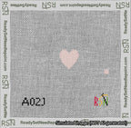 A taped needlepoint canvas with the design: Circle Heart Pink.