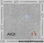 A taped needlepoint canvas with the design: Safety Pin Light Blue.