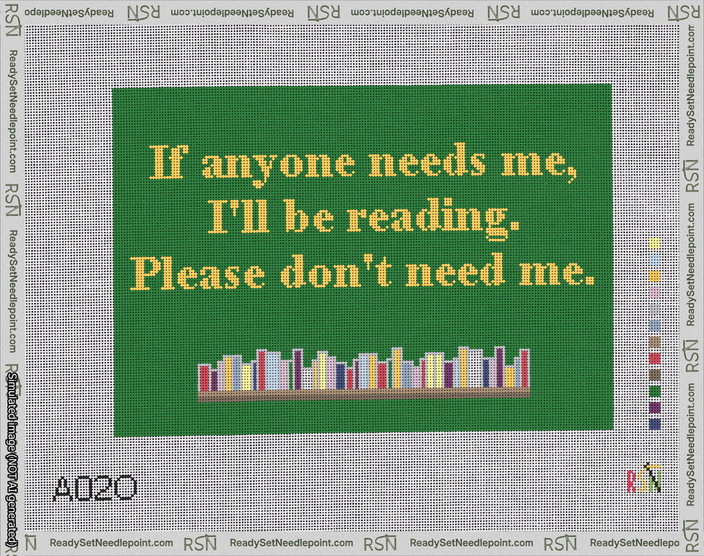 Reading Please Dont Need Me Needlepoint Canvas Design