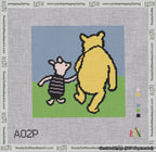 Classic Winnie-the-Pooh and Piglet Holding Hands Needlepoint Canvas Design