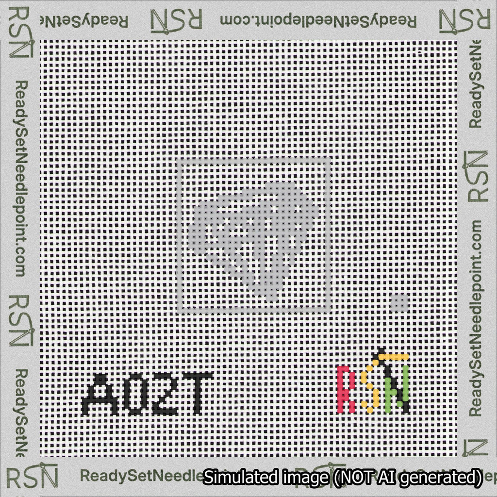 A taped needlepoint canvas with the design: Square Diamond.