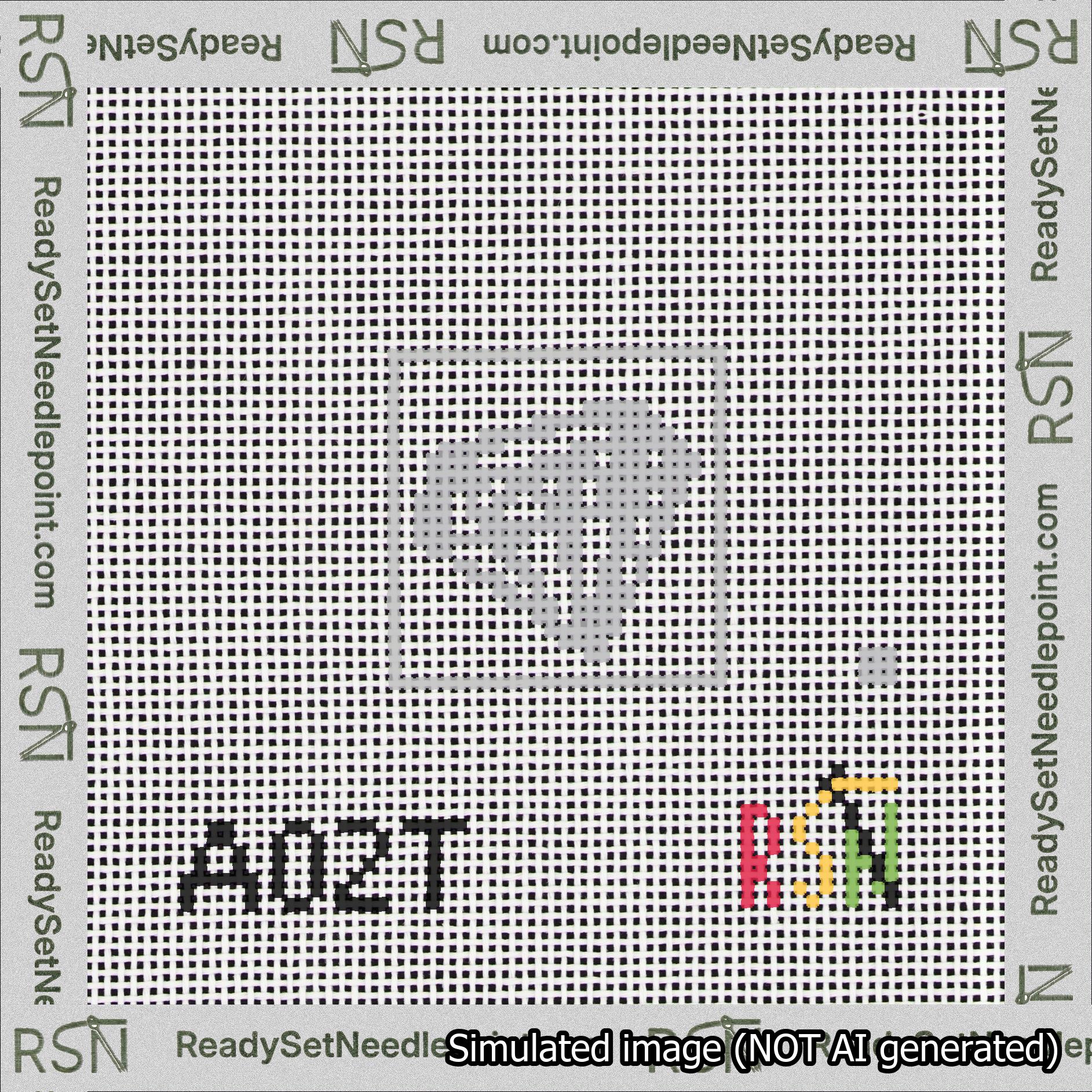 A taped needlepoint canvas with the design: Square Diamond.