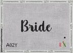 A taped needlepoint canvas with the design: Bride Bag Insert.