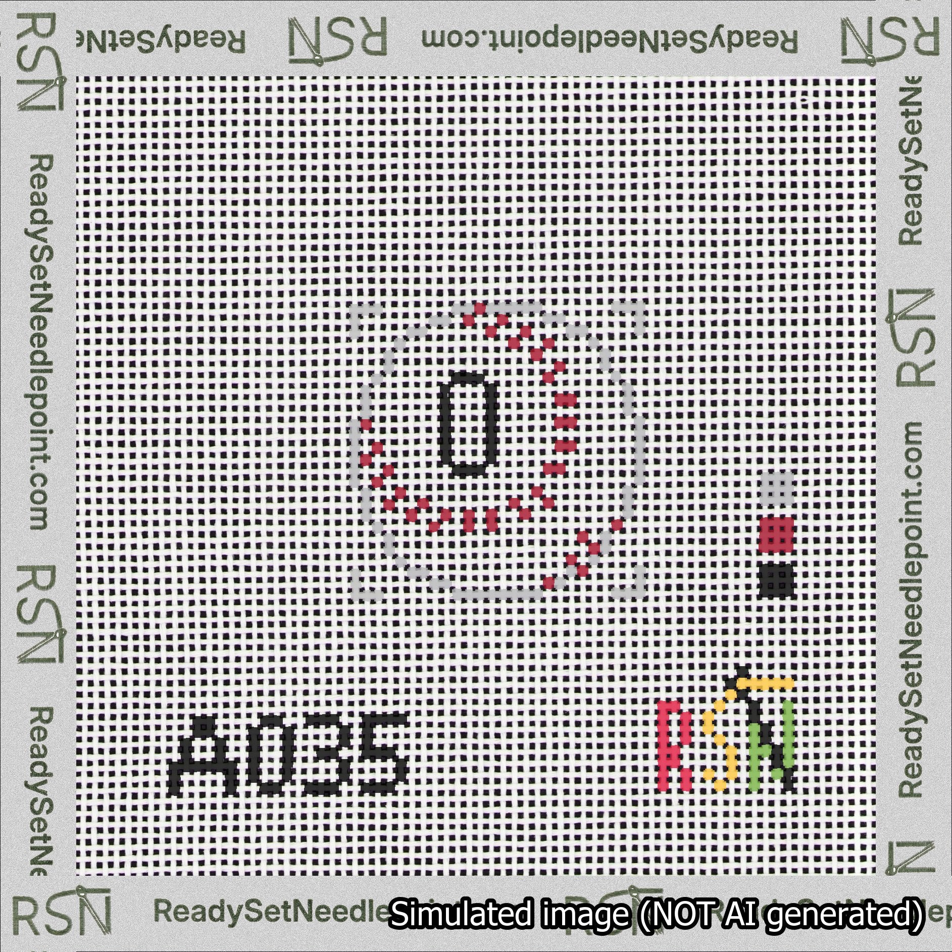 Baseball Bag Charm Black 0-49 Needlepoint Canvas Design