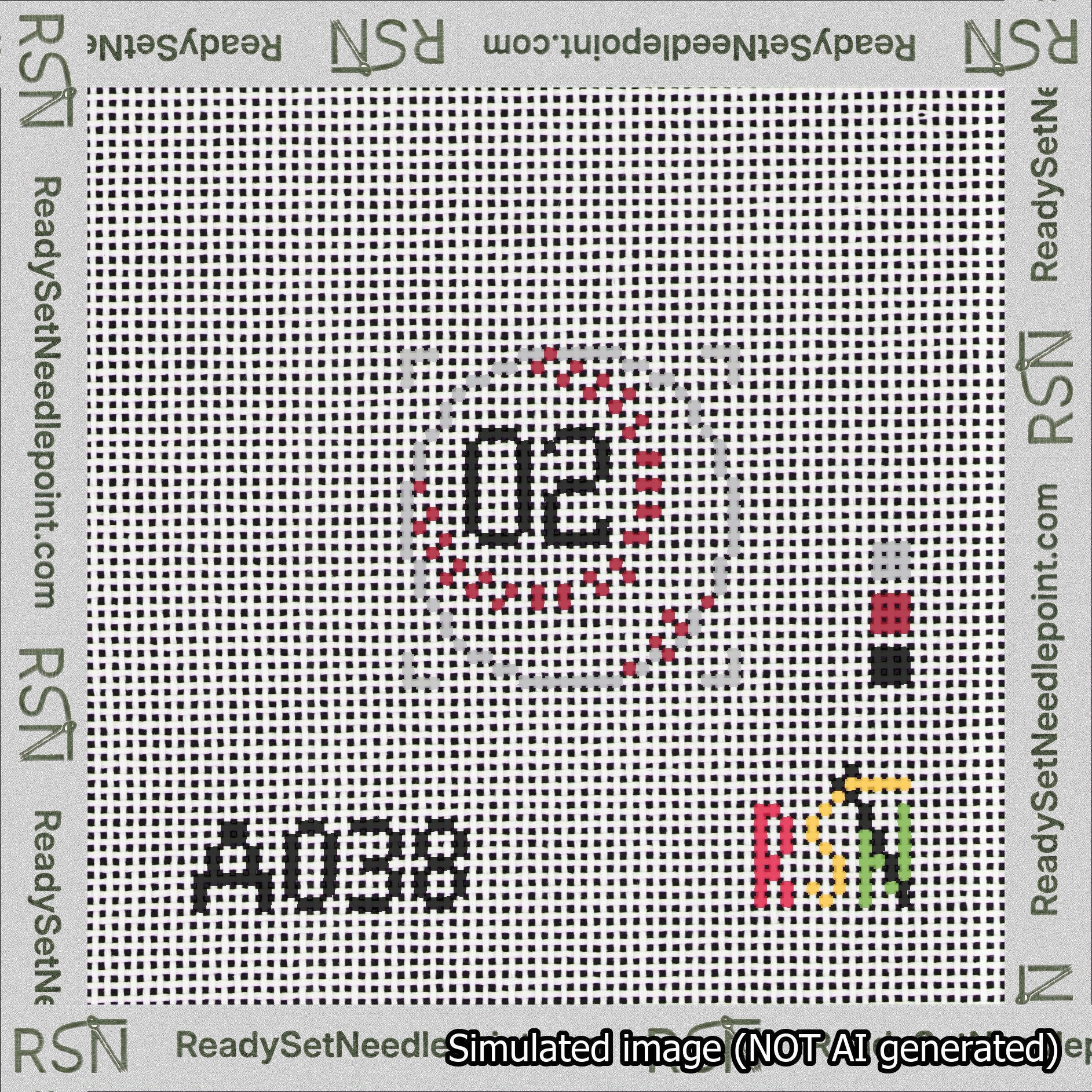 Baseball Bag Charm Black 0-49 Needlepoint Canvas Design