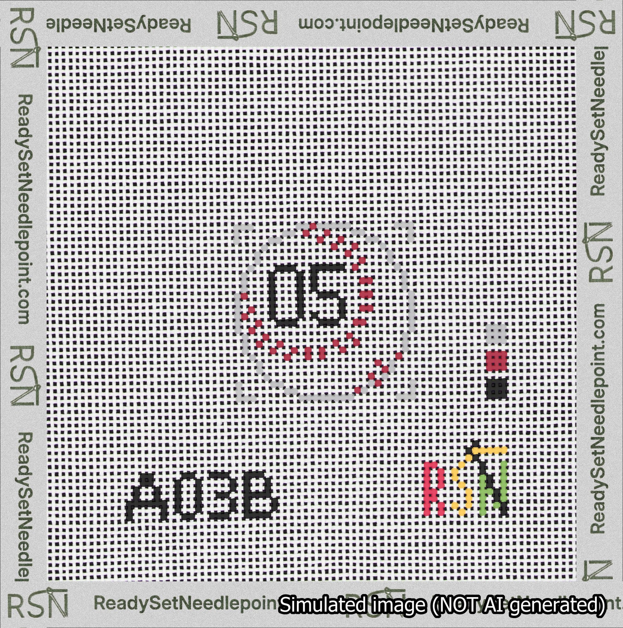 Baseball Bag Charm Black 0-49 Needlepoint Canvas Design