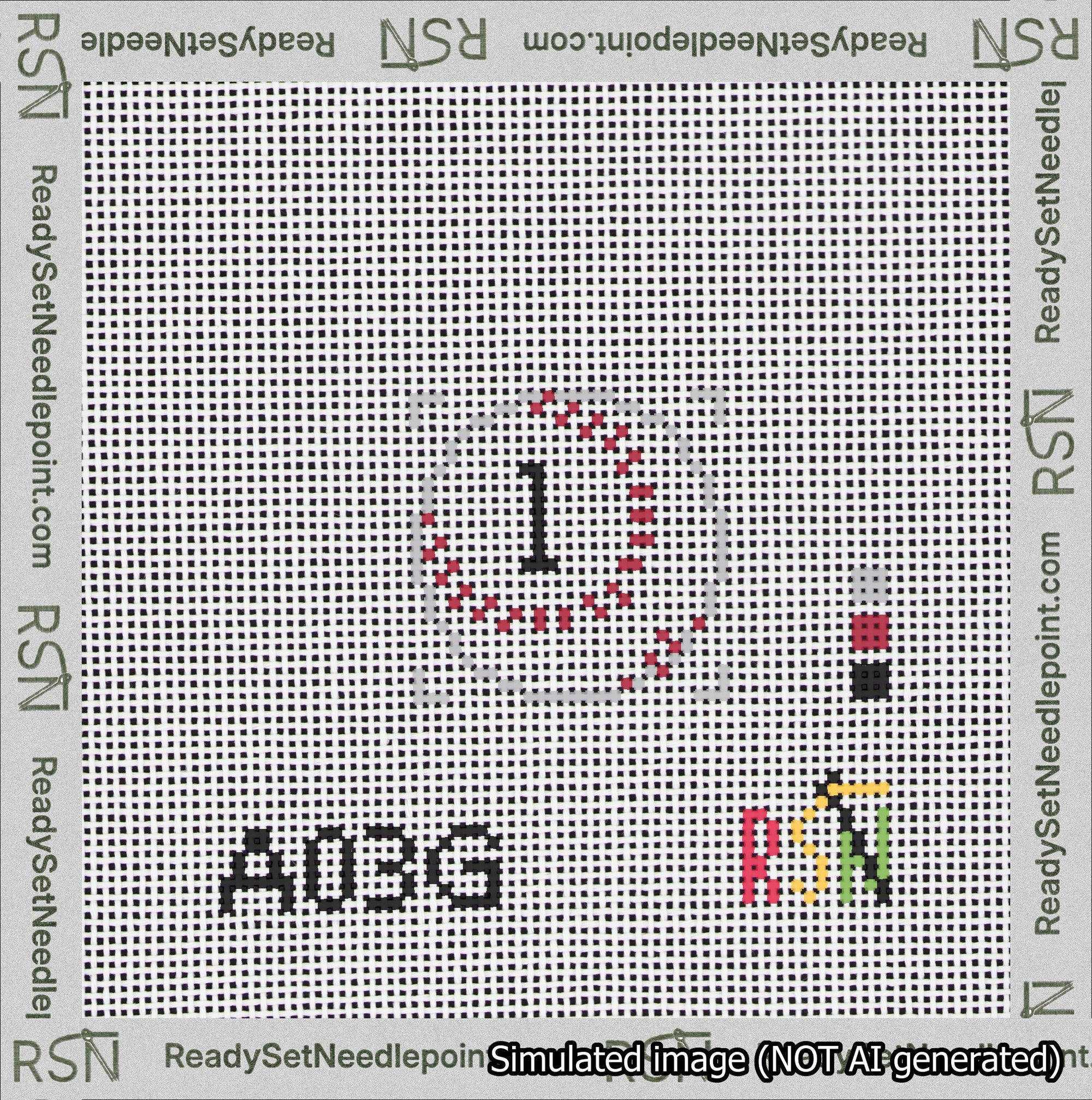 Baseball Bag Charm Black 0-49 Needlepoint Canvas Design