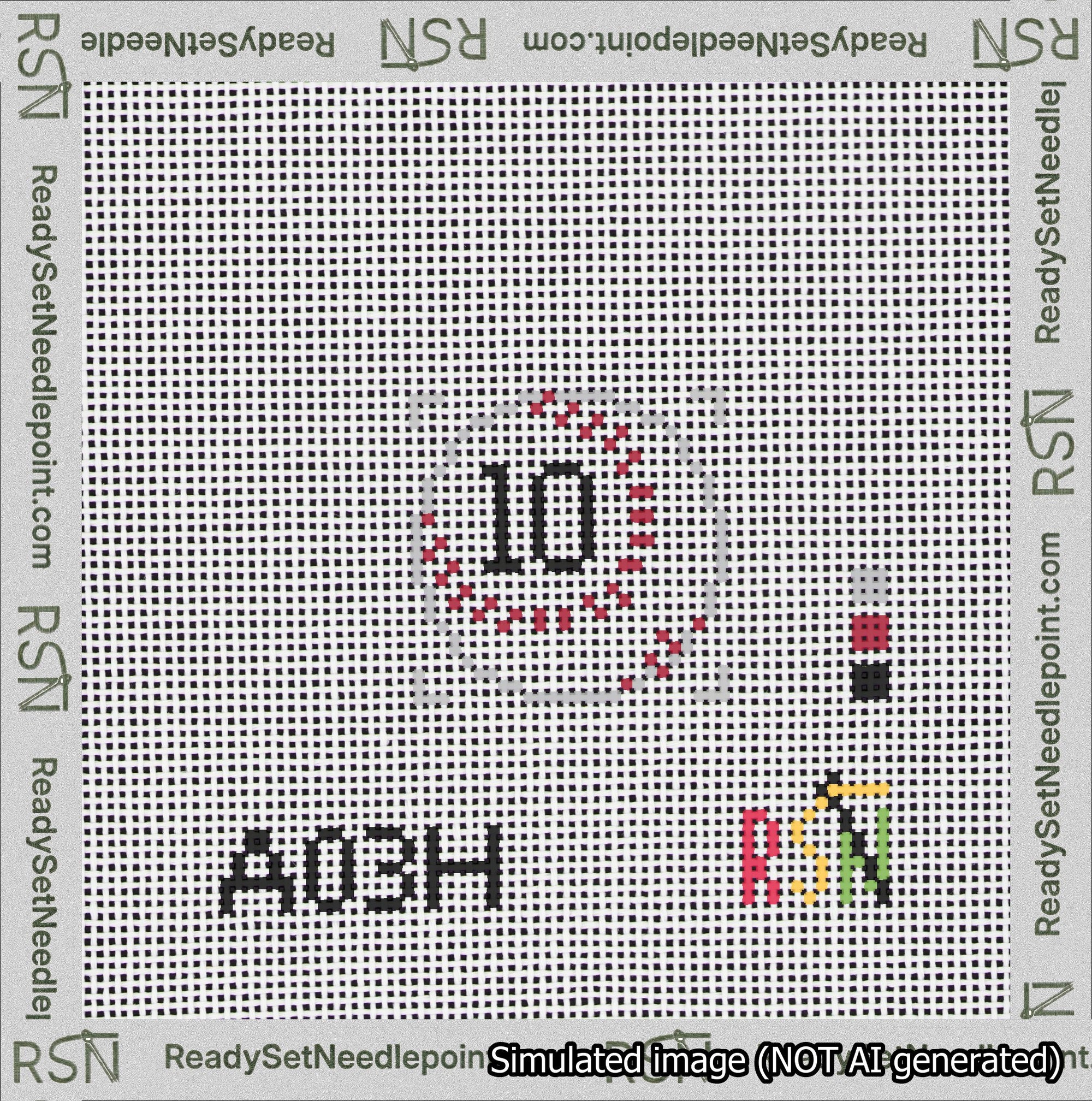 Baseball Bag Charm Black 0-49 Needlepoint Canvas Design