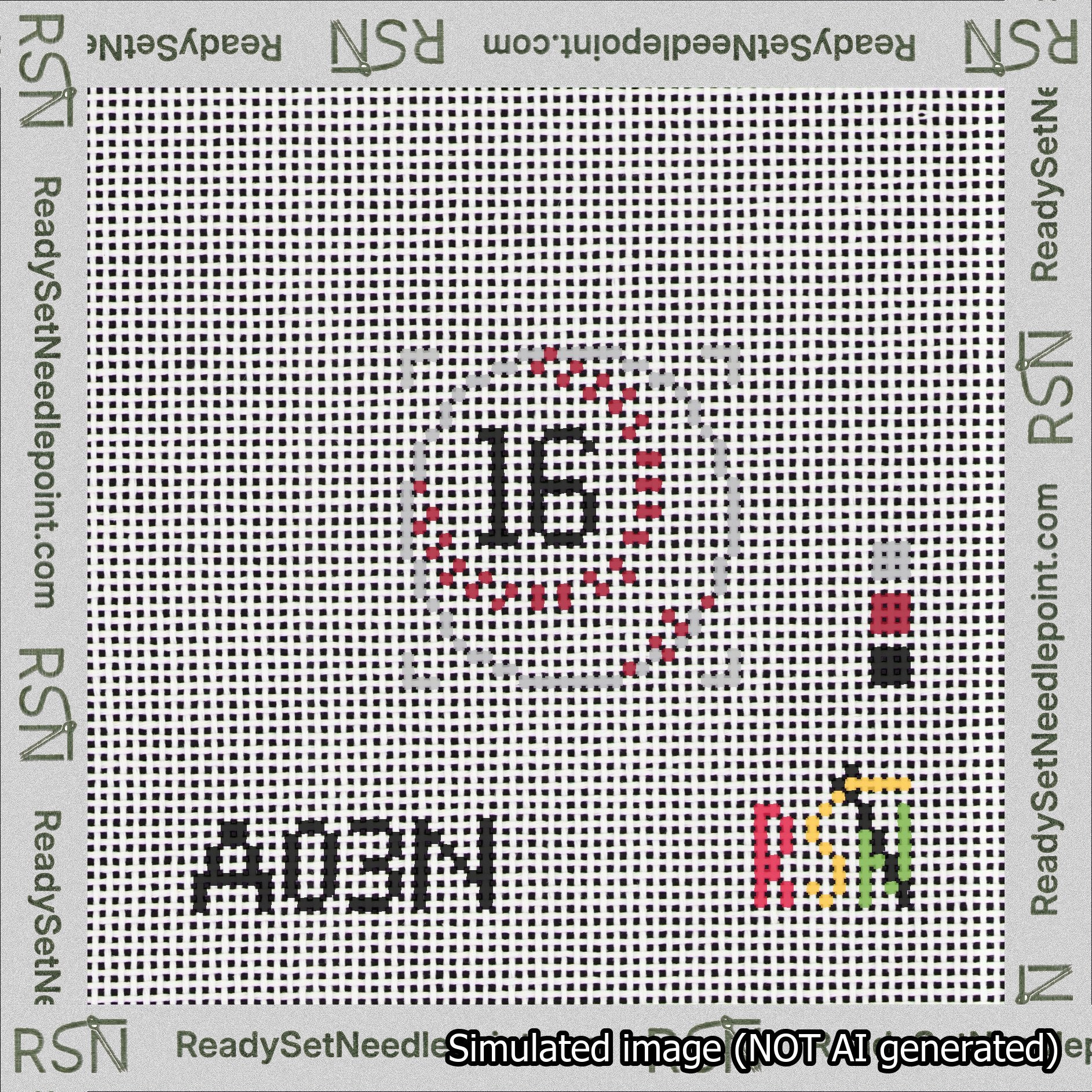 Baseball Bag Charm Black 0-49 Needlepoint Canvas Design