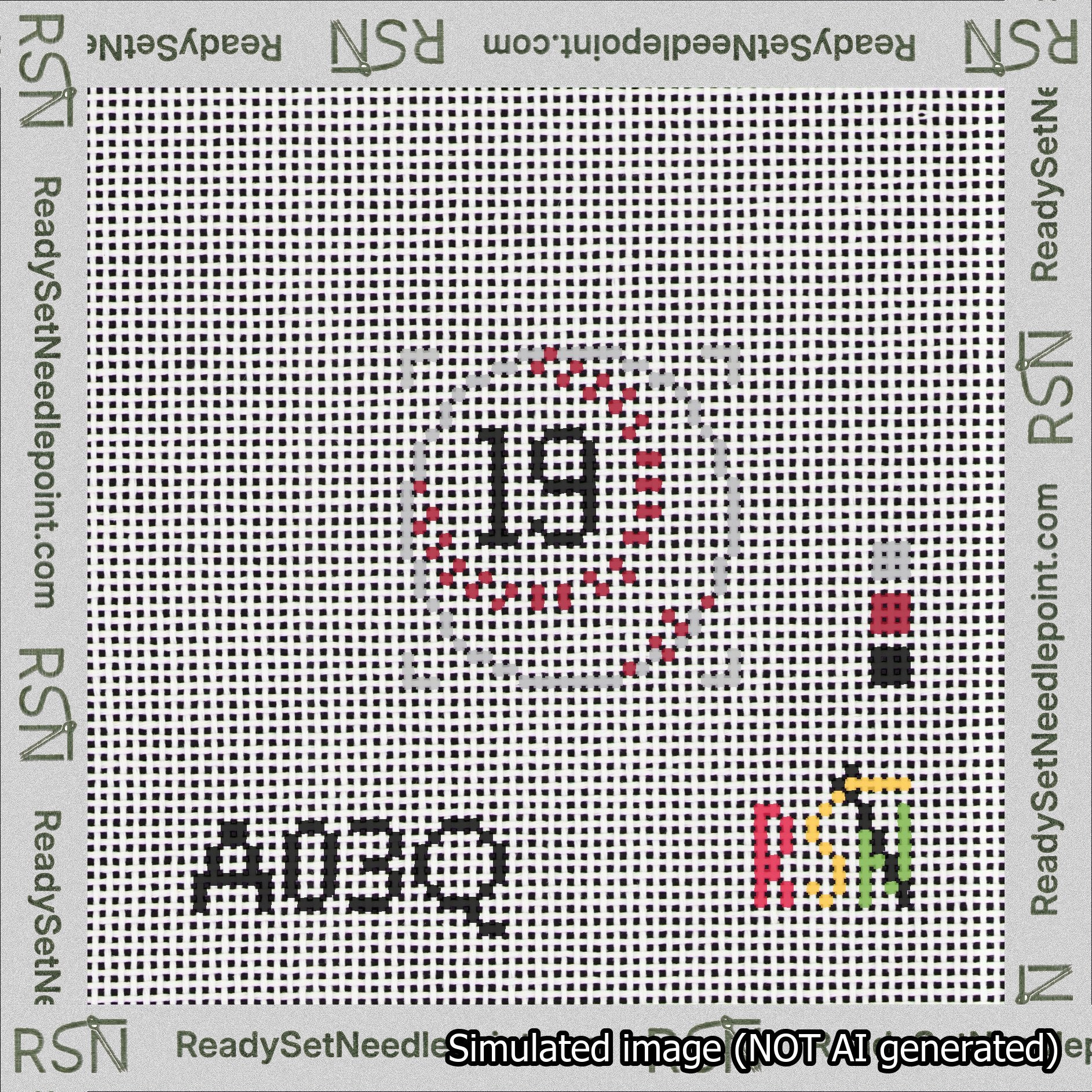 Baseball Bag Charm Black 0-49 Needlepoint Canvas Design