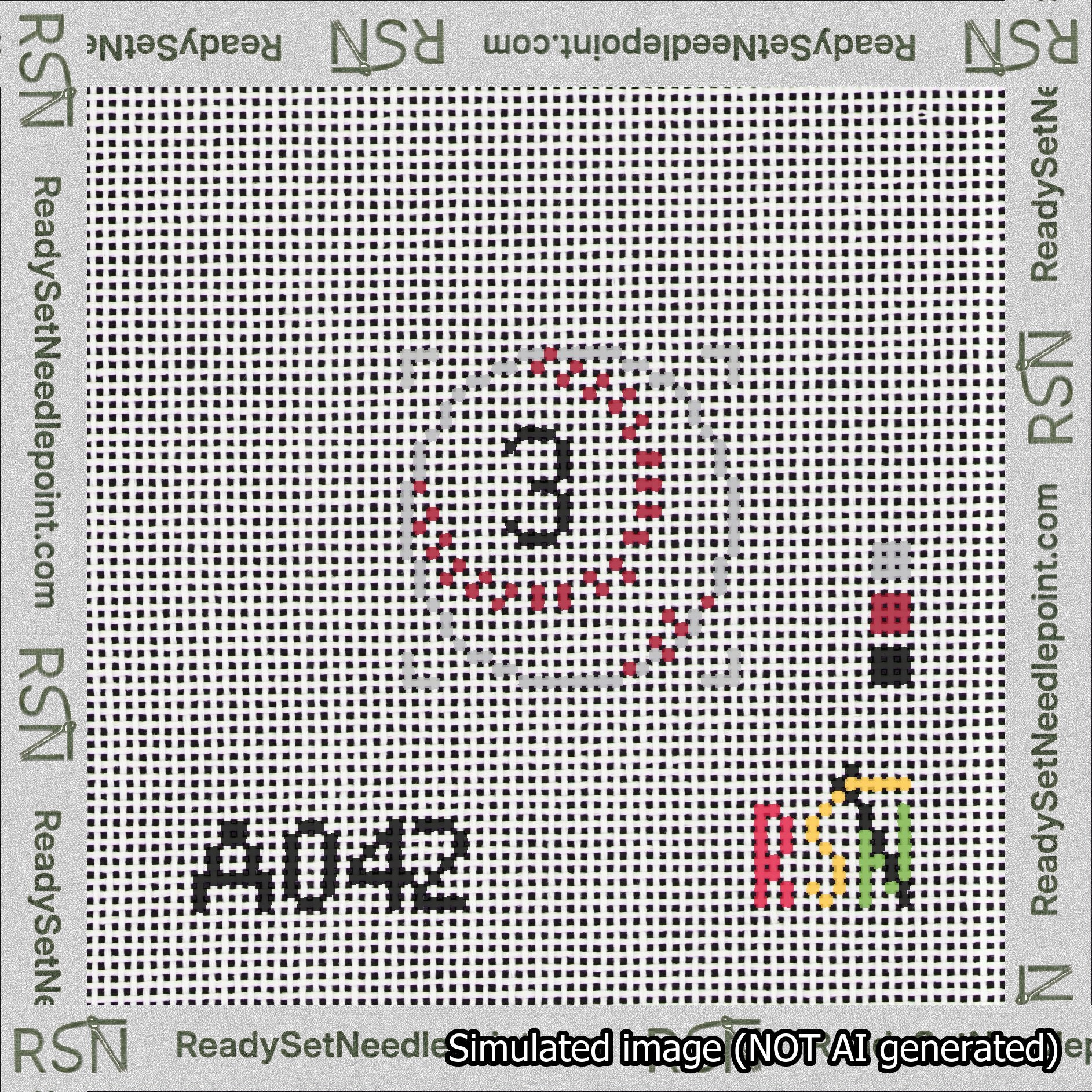 Baseball Bag Charm Black 0-49 Needlepoint Canvas Design