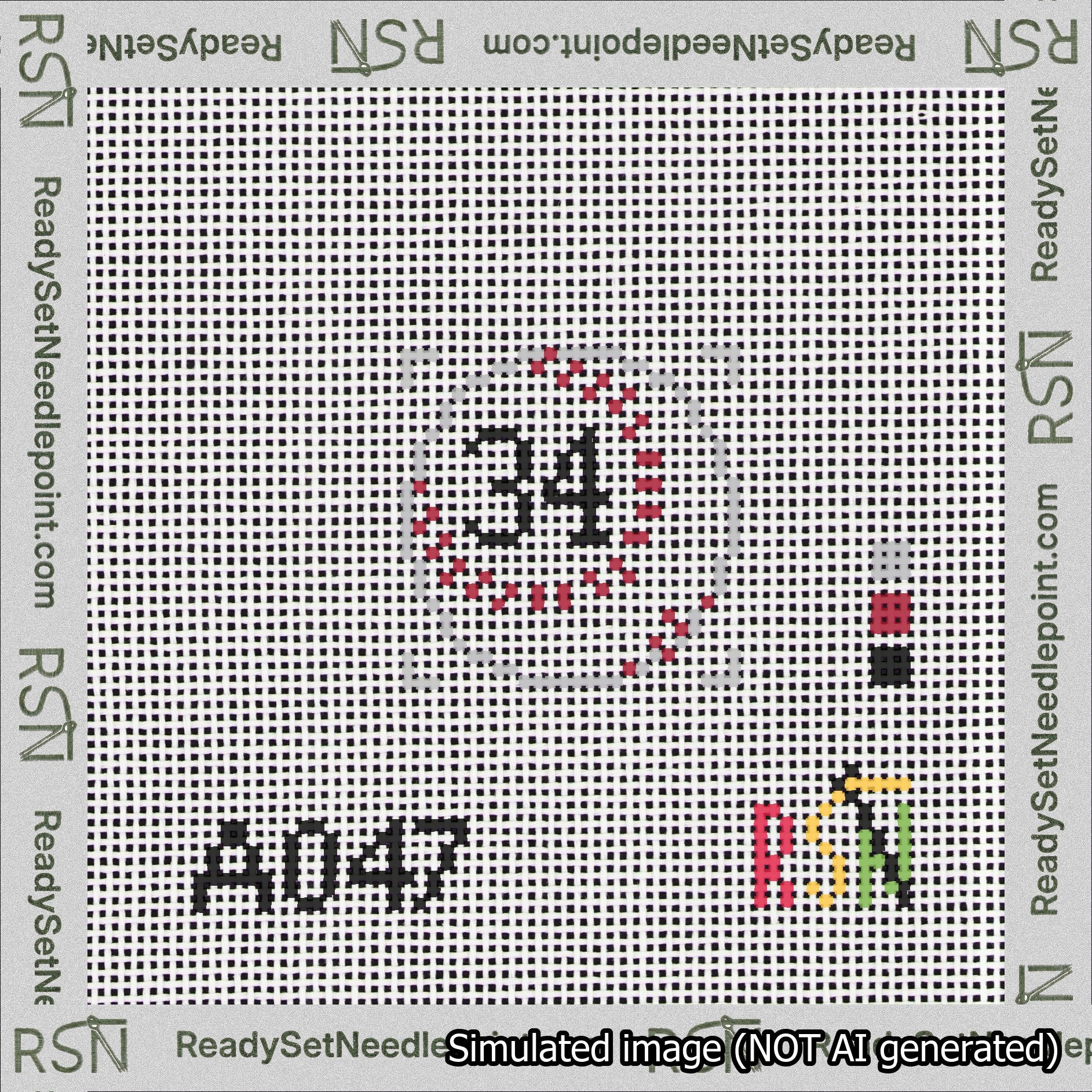 Baseball Bag Charm Black 0-49 Needlepoint Canvas Design