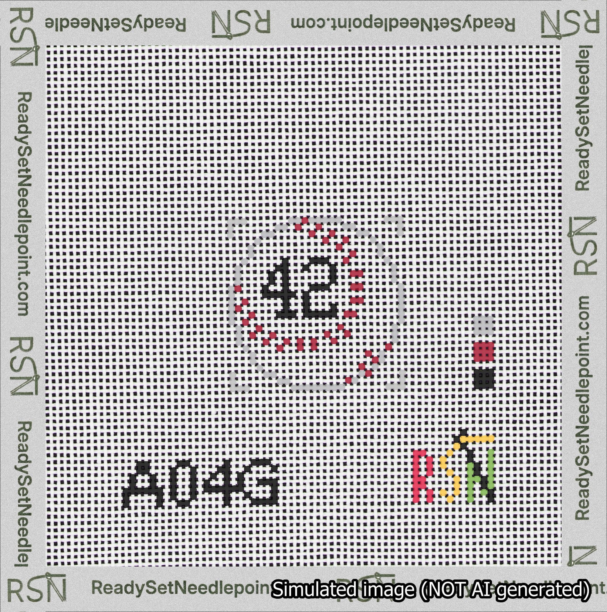 Baseball Bag Charm Black 0-49 Needlepoint Canvas Design