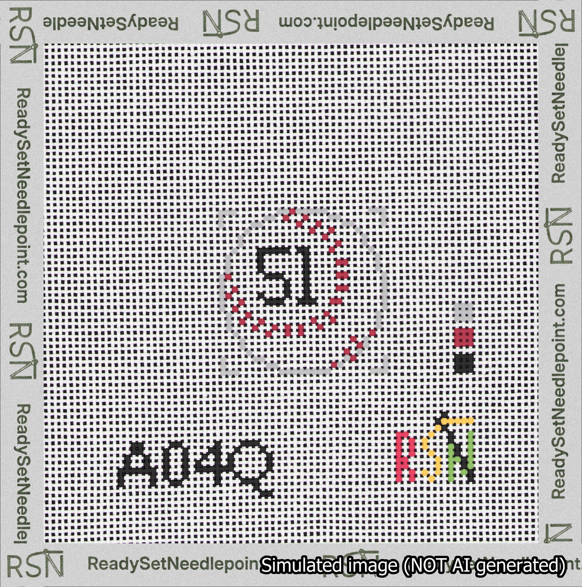 Baseball Bag Charm Black 50-99 Needlepoint Canvas Design