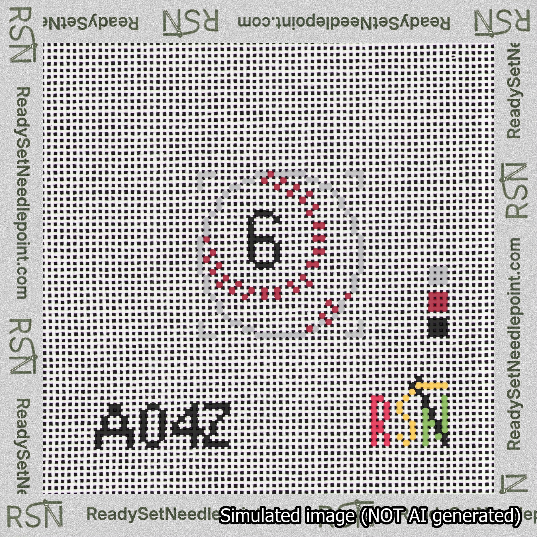 Baseball Bag Charm Black 0-49 Needlepoint Canvas Design