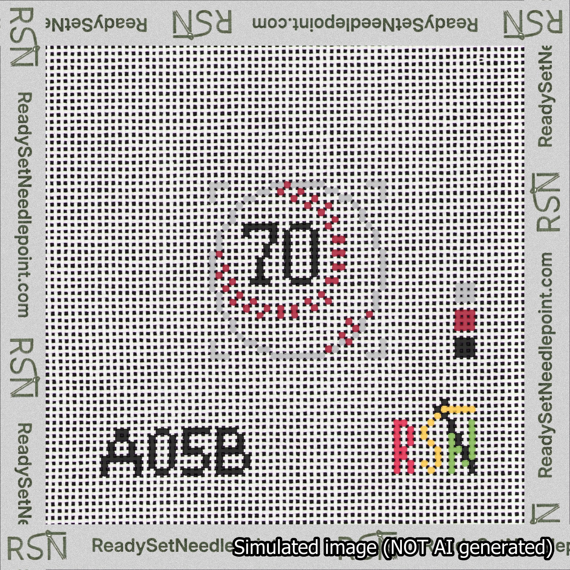 Baseball Bag Charm Black 50-99 Needlepoint Canvas Design