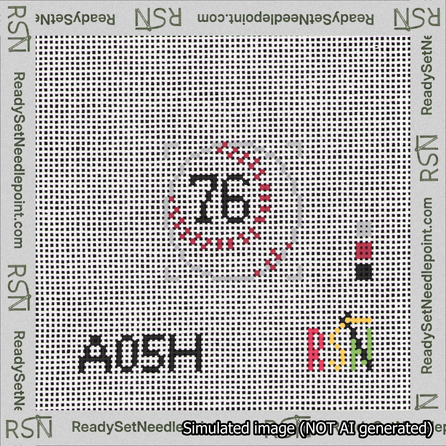 Baseball Bag Charm Black 50-99 Needlepoint Canvas Design