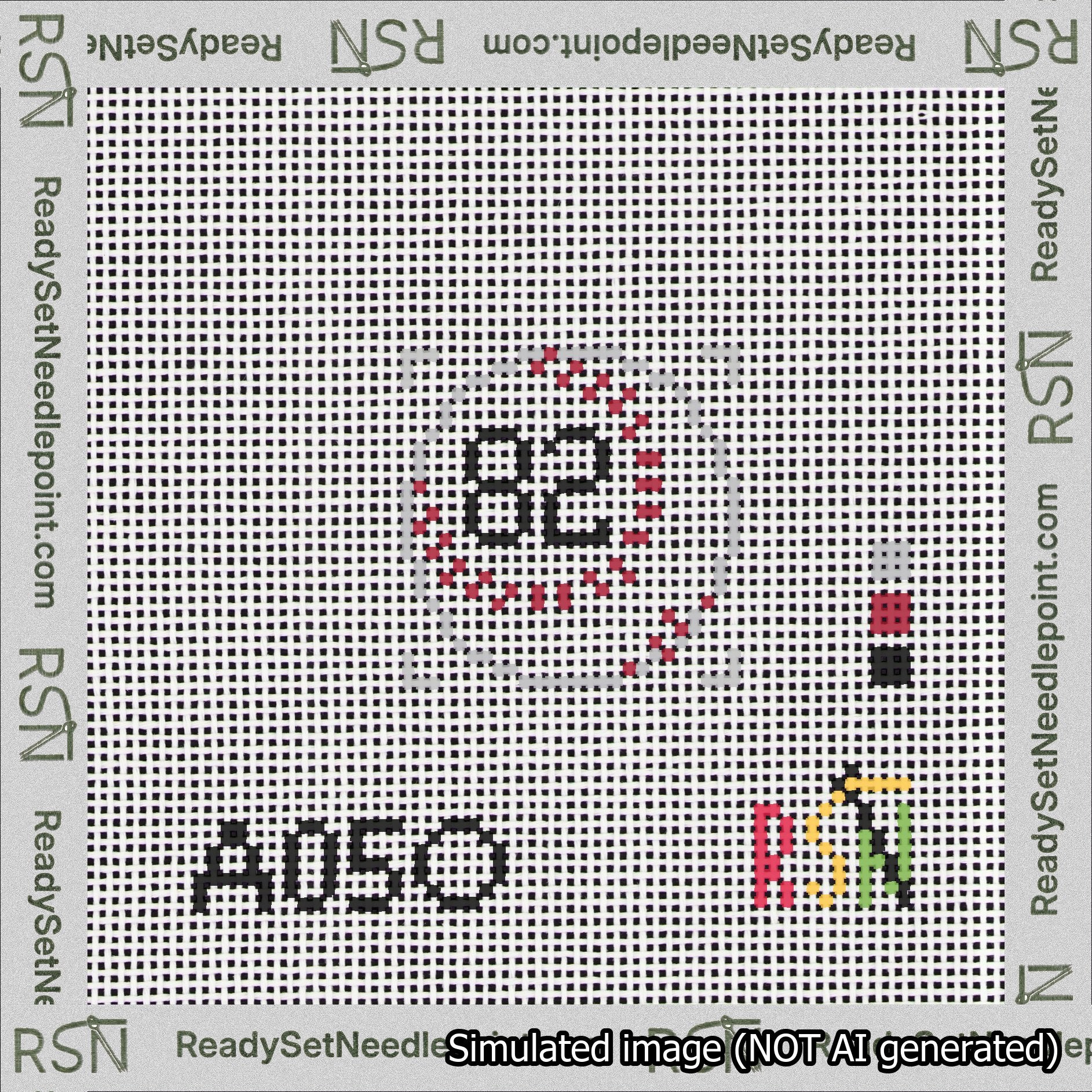 Baseball Bag Charm Black 50-99 Needlepoint Canvas Design