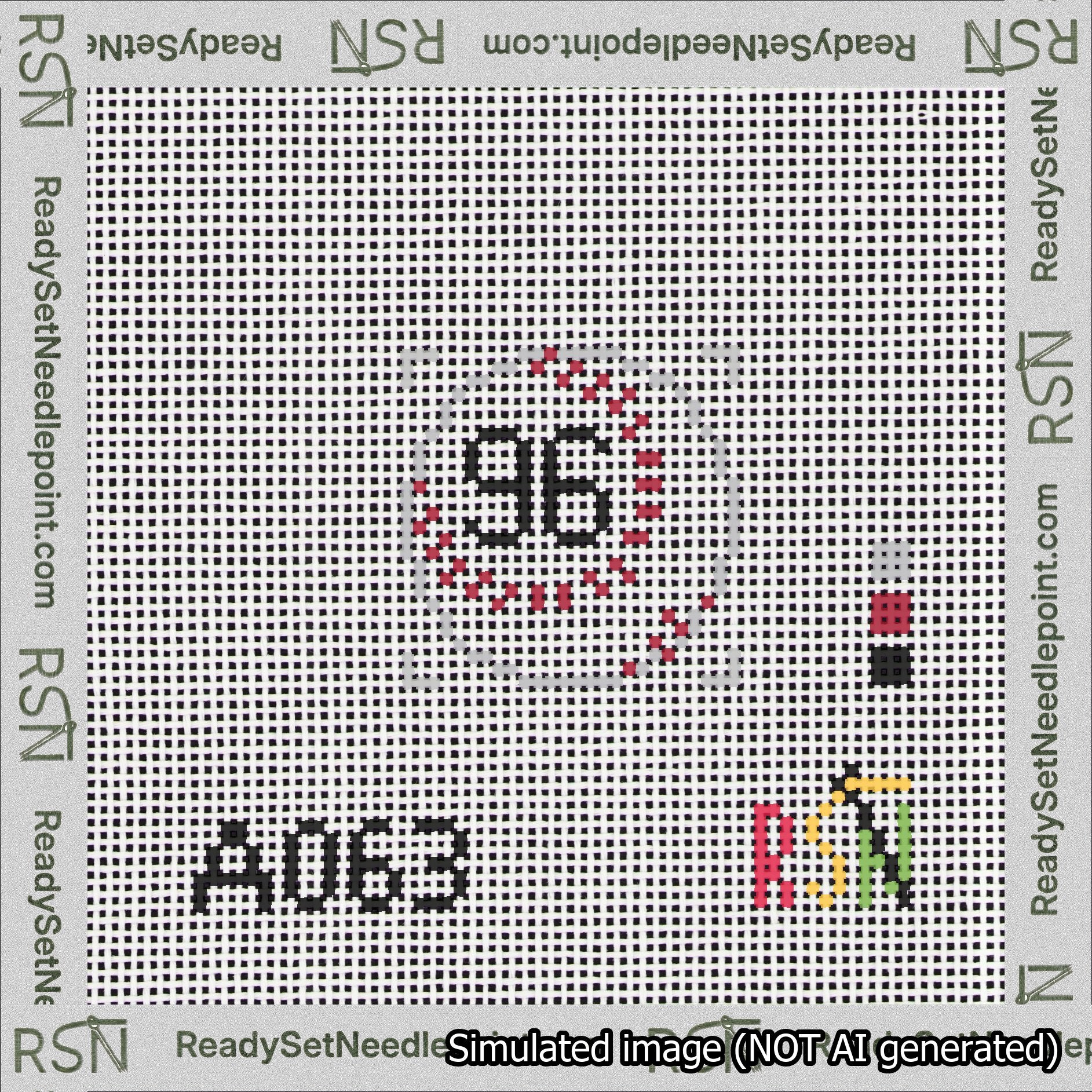 Baseball Bag Charm Black 50-99 Needlepoint Canvas Design