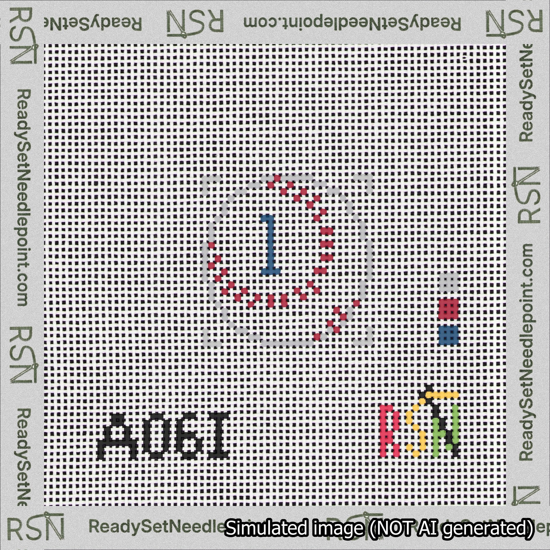 Baseball Bag Charm Blue 0-49 Needlepoint Canvas Design