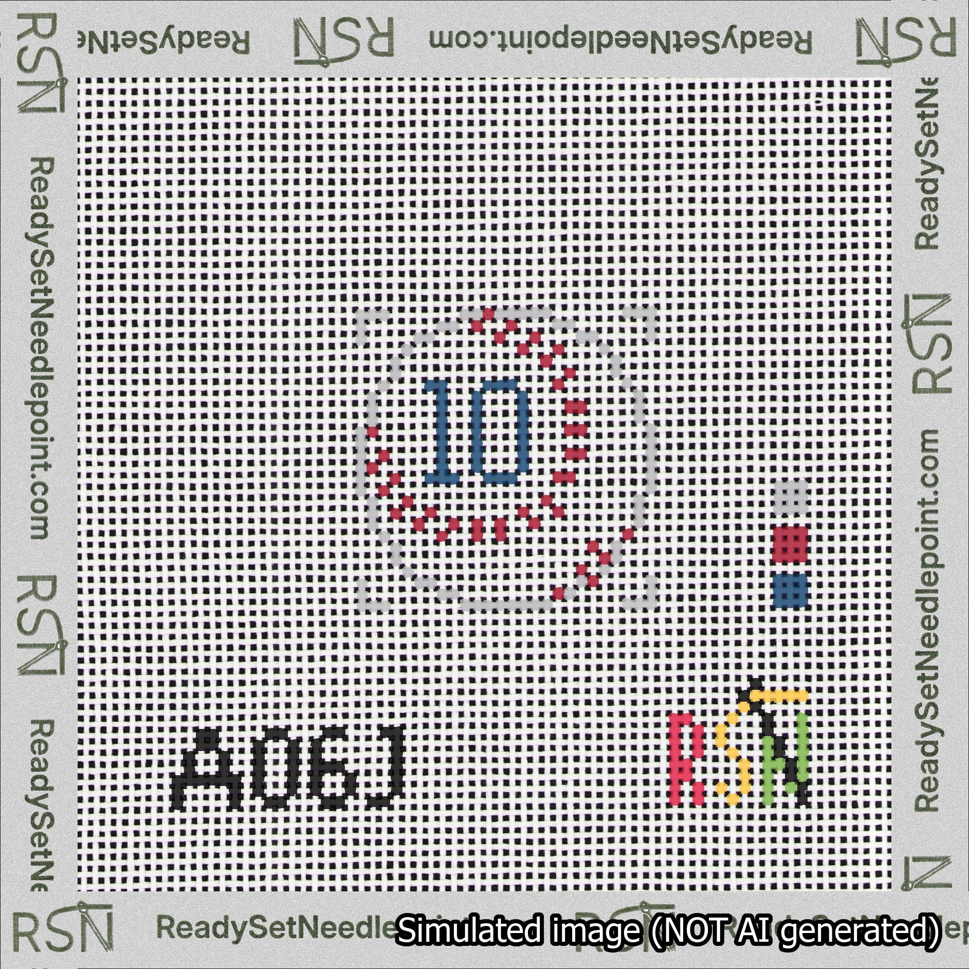 Baseball Bag Charm Blue 0-49 Needlepoint Canvas Design