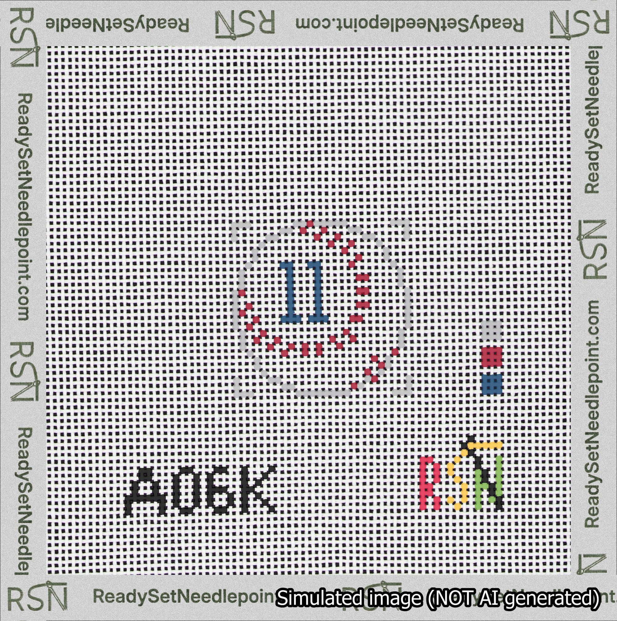 Baseball Bag Charm Blue 0-49 Needlepoint Canvas Design