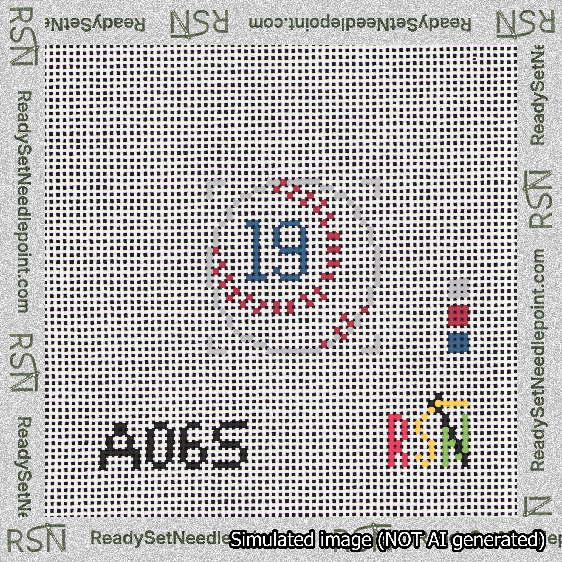 Baseball Bag Charm Blue 0-49 Needlepoint Canvas Design