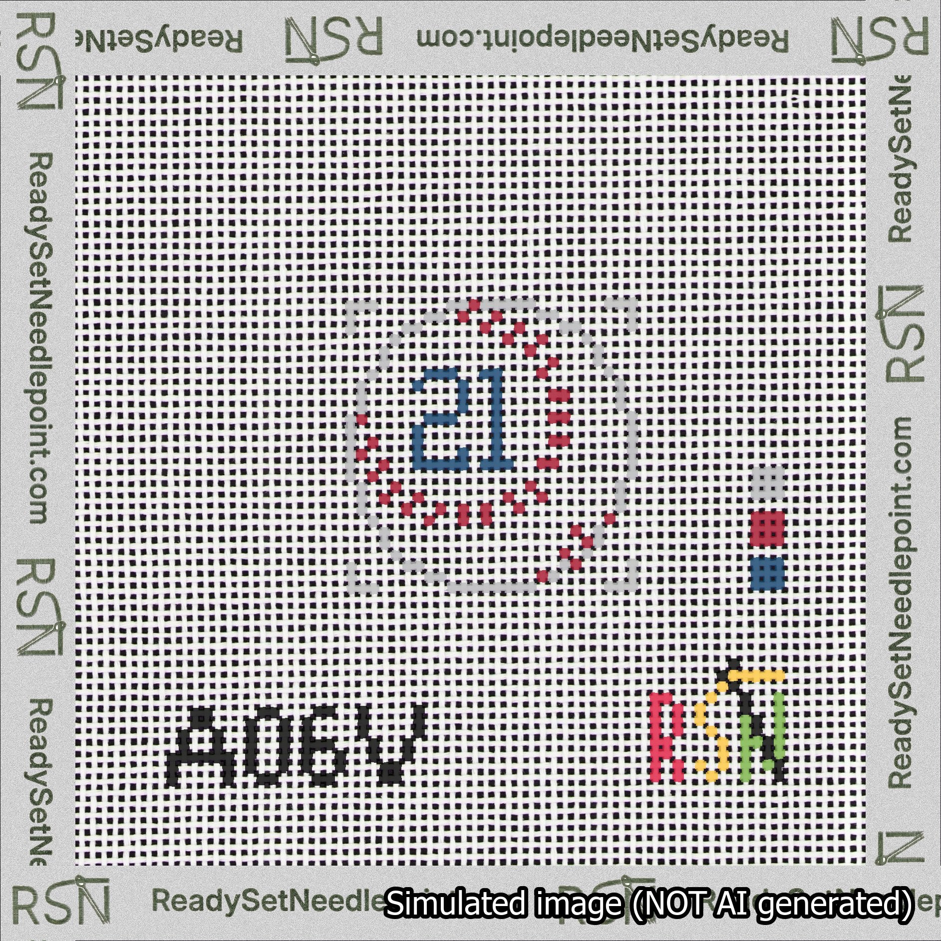 Baseball Bag Charm Blue 0-49 Needlepoint Canvas Design