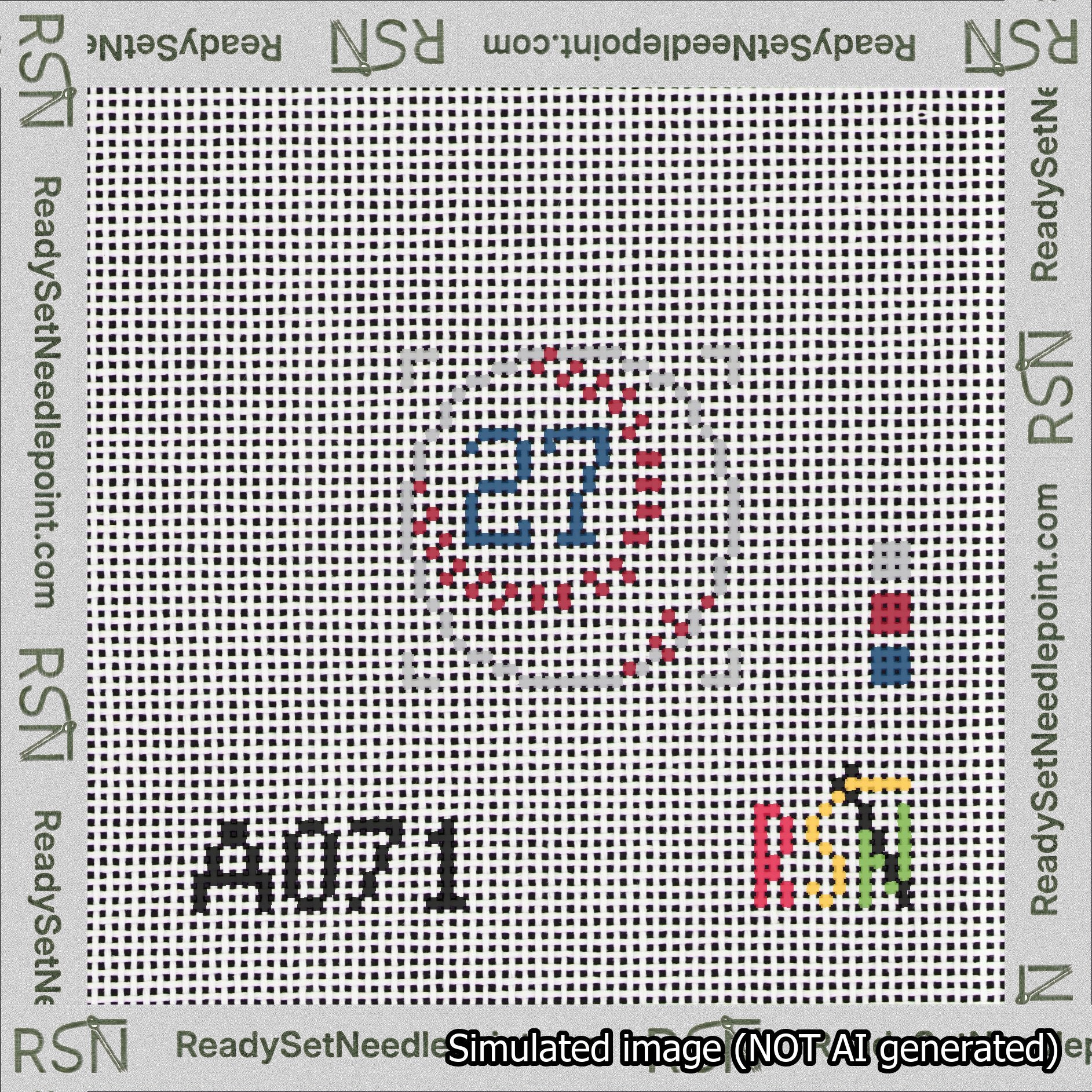 Baseball Bag Charm Blue 0-49 Needlepoint Canvas Design