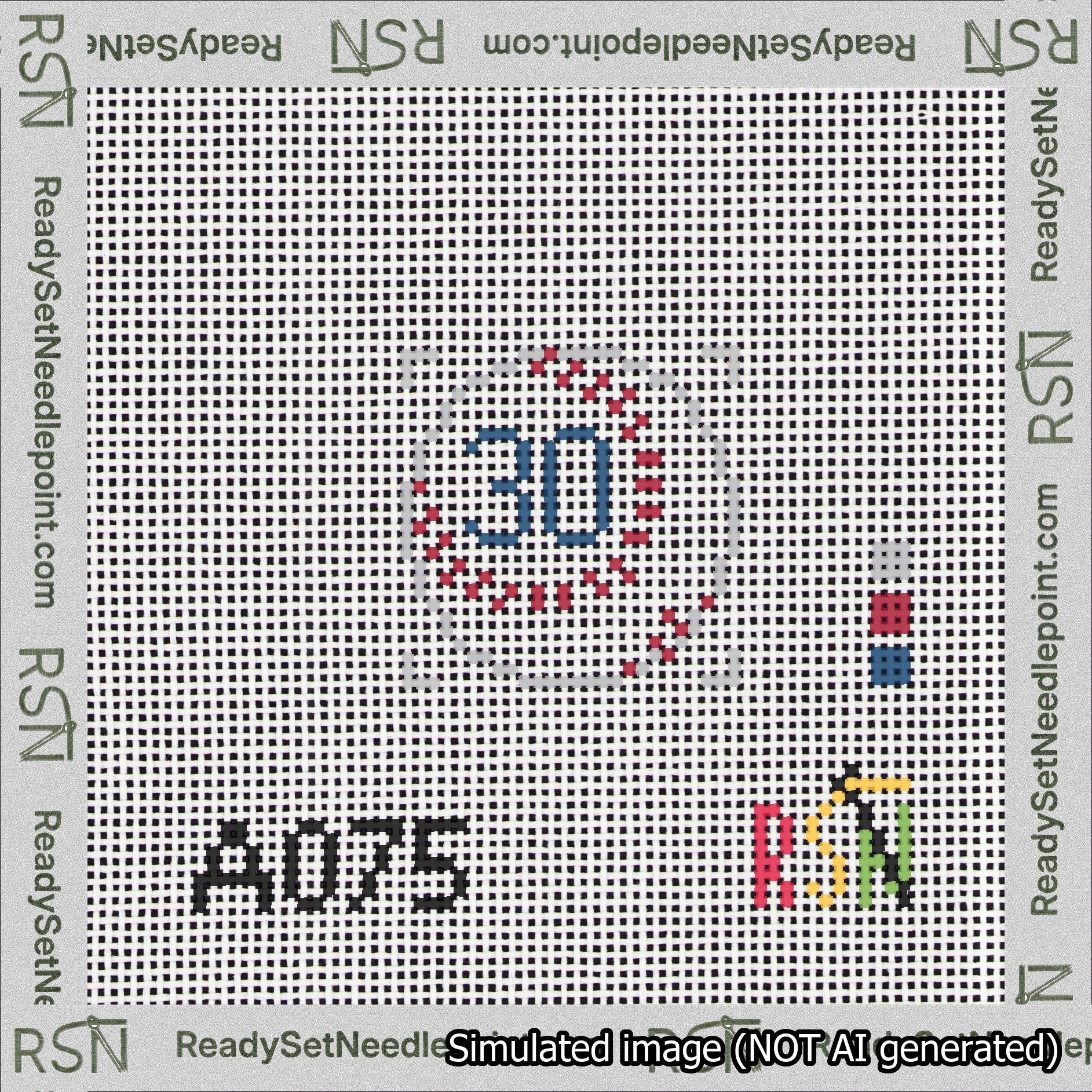 Baseball Bag Charm Blue 0-49 Needlepoint Canvas Design