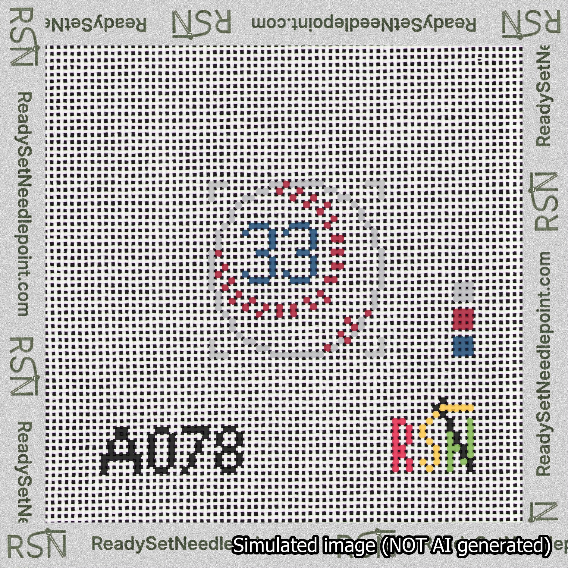 Baseball Bag Charm Blue 0-49 Needlepoint Canvas Design