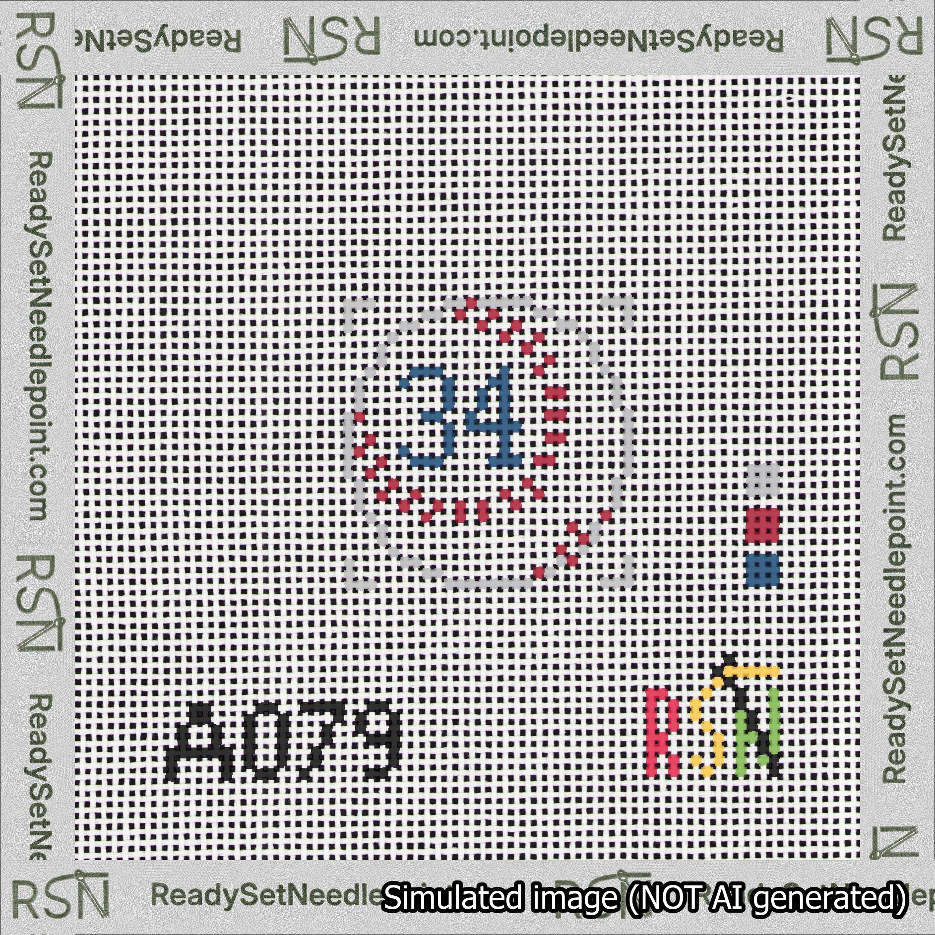 Baseball Bag Charm Blue 0-49 Needlepoint Canvas Design