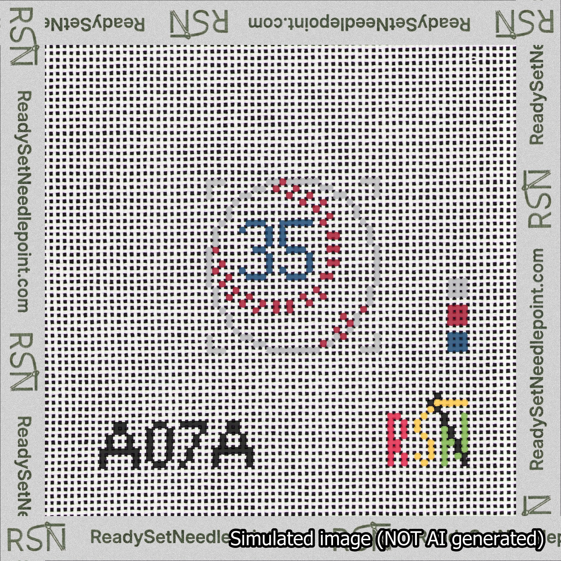 Baseball Bag Charm Blue 0-49 Needlepoint Canvas Design