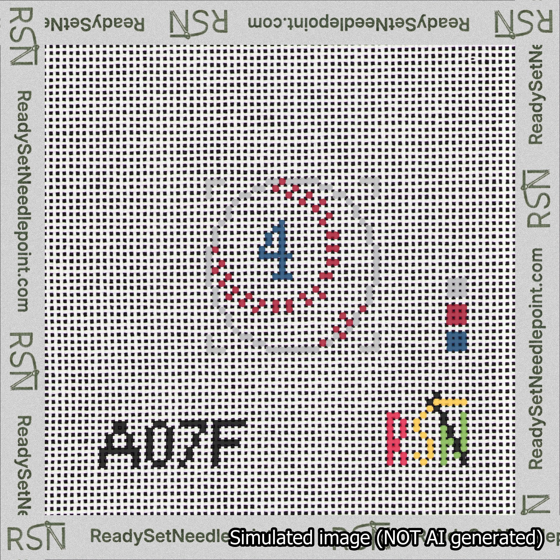 Baseball Bag Charm Blue 0-49 Needlepoint Canvas Design