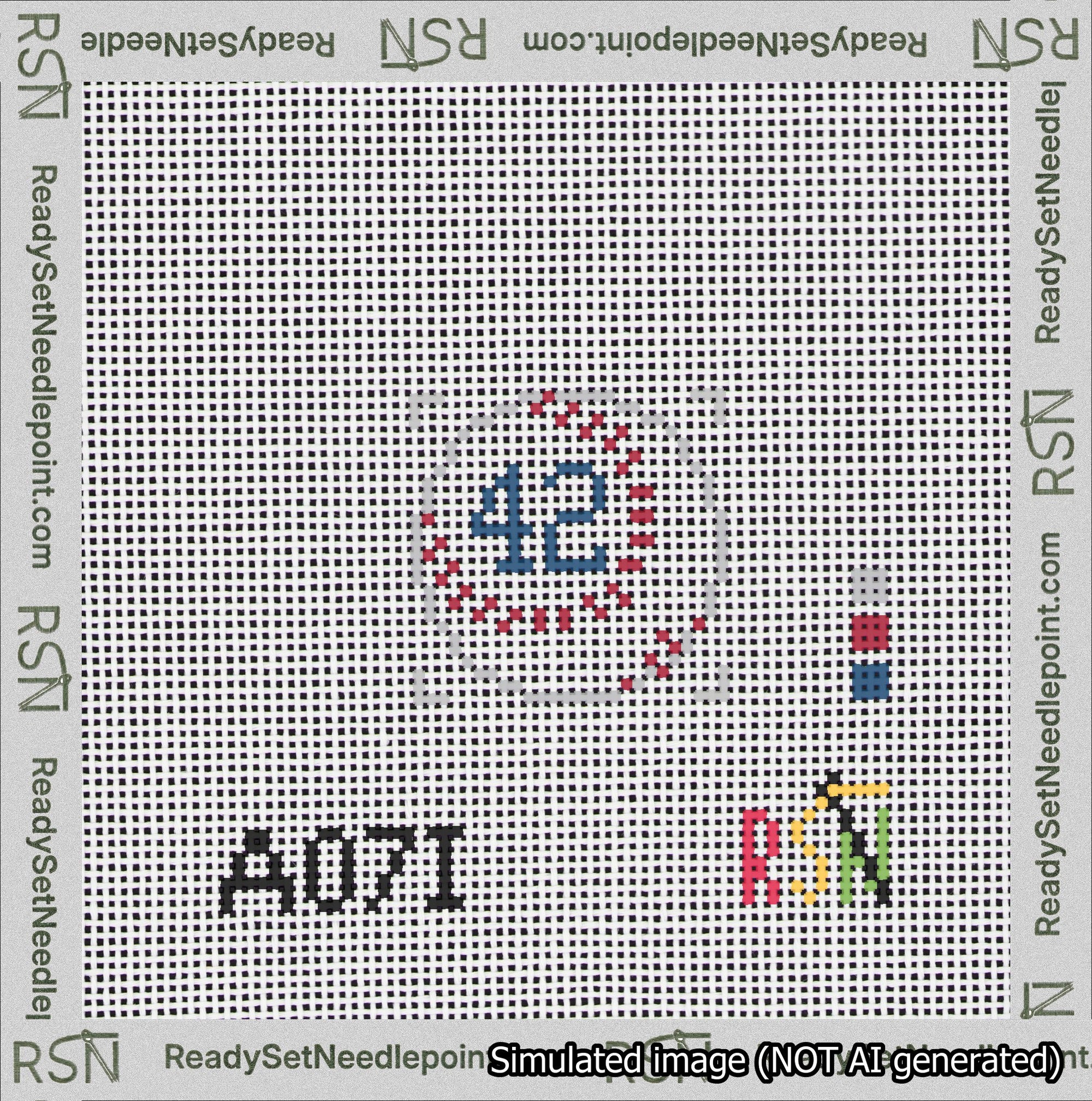 Baseball Bag Charm Blue 0-49 Needlepoint Canvas Design