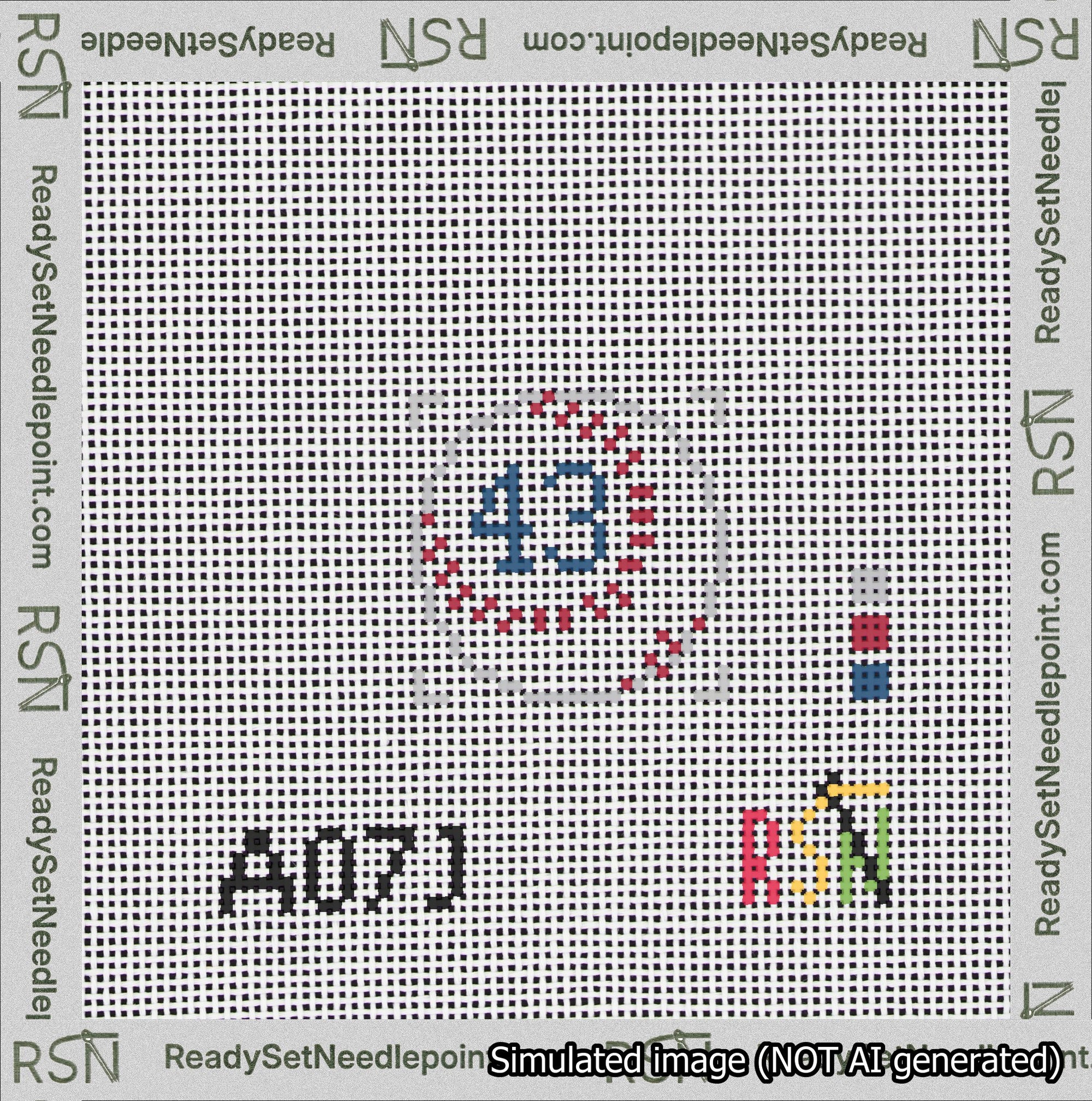 Baseball Bag Charm Blue 0-49 Needlepoint Canvas Design