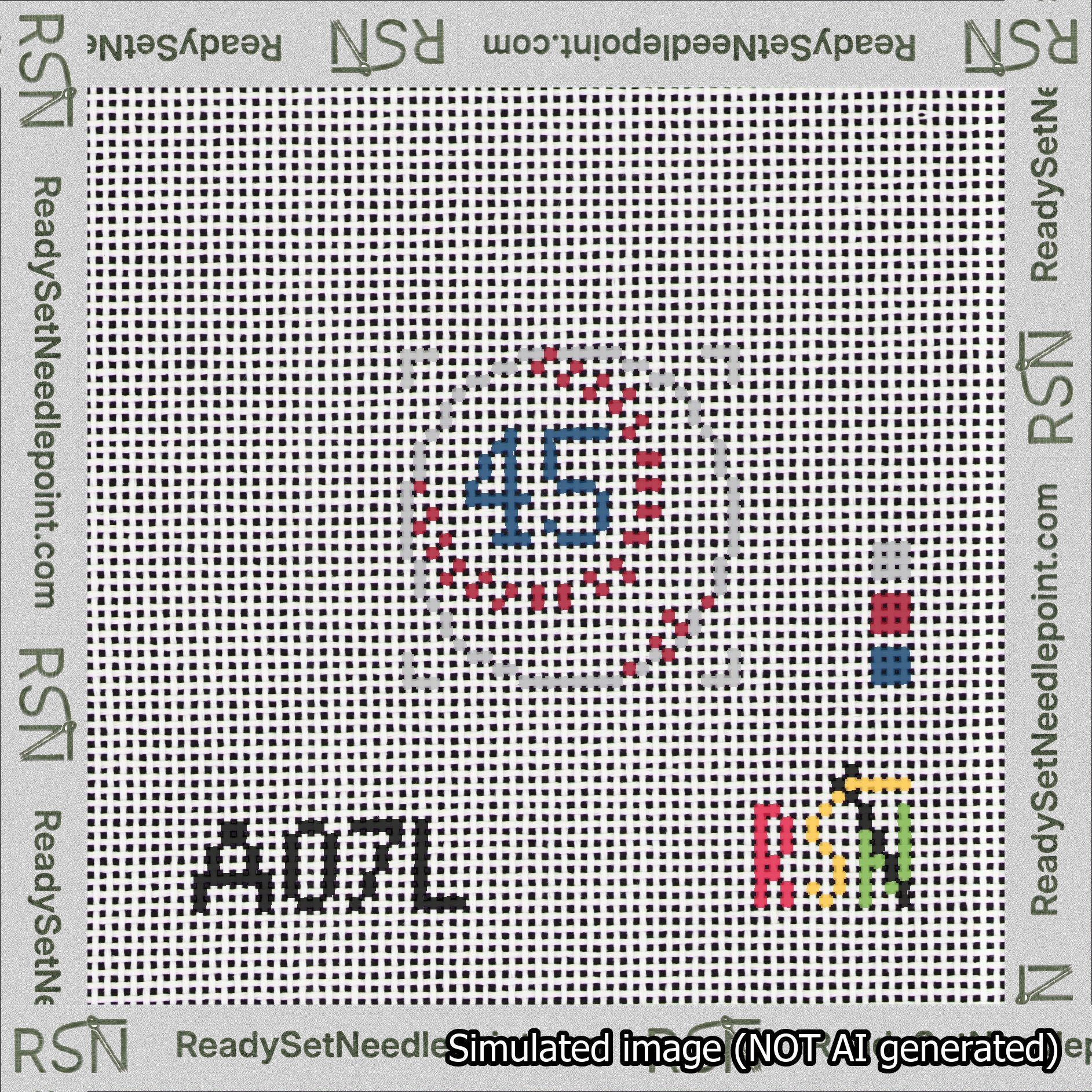 Baseball Bag Charm Blue 0-49 Needlepoint Canvas Design