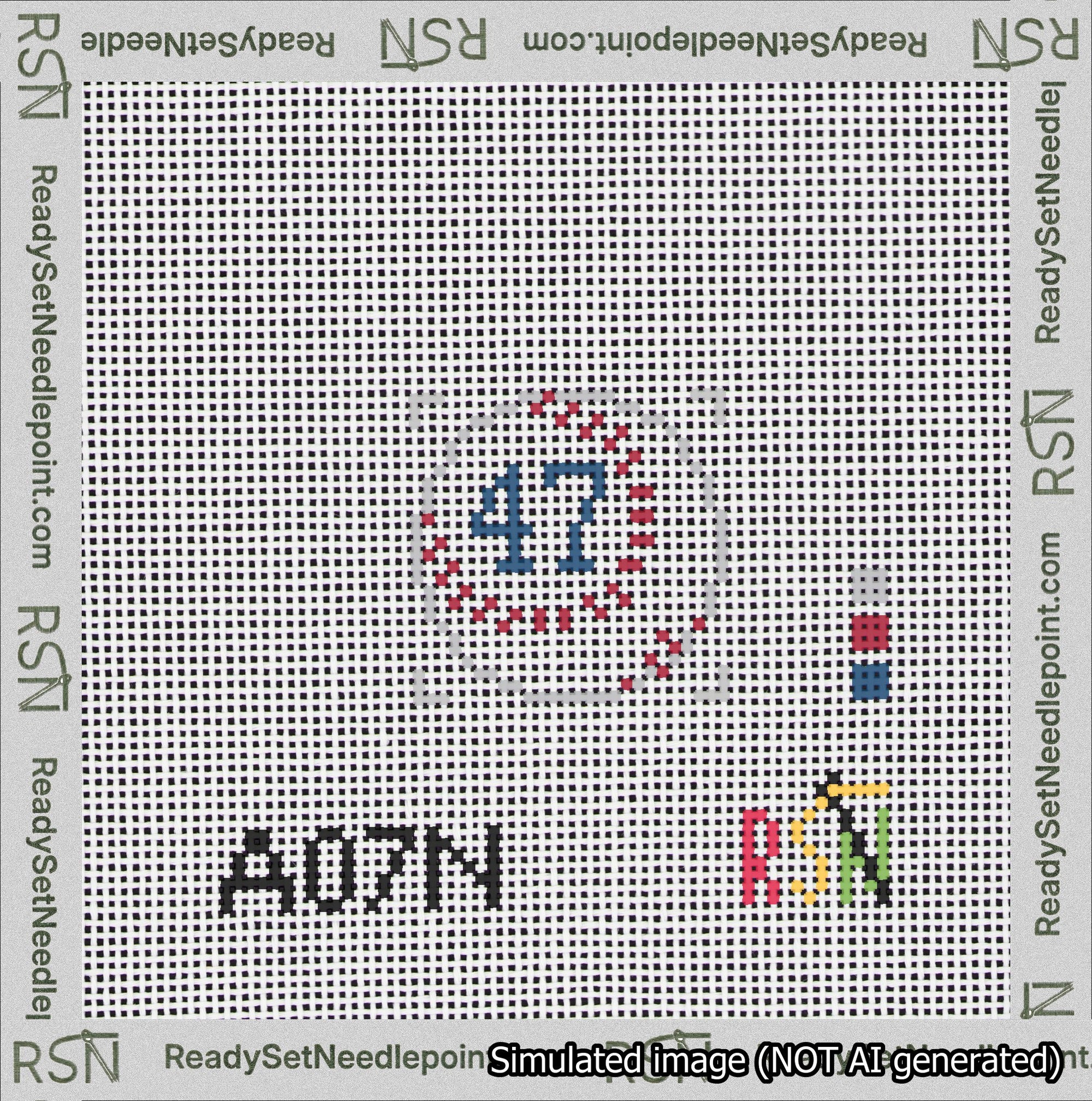 Baseball Bag Charm Blue 0-49 Needlepoint Canvas Design