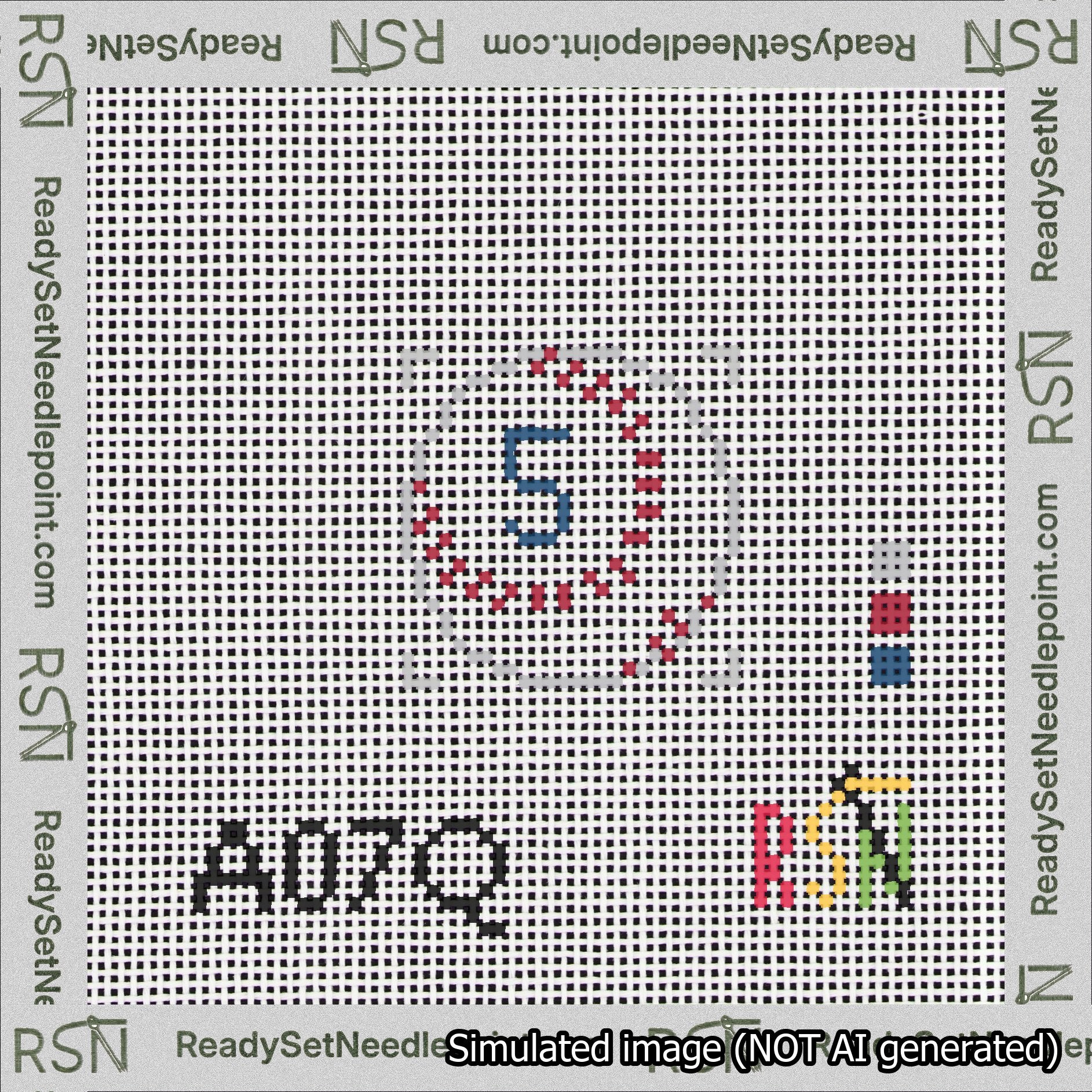 Baseball Bag Charm Blue 0-49 Needlepoint Canvas Design